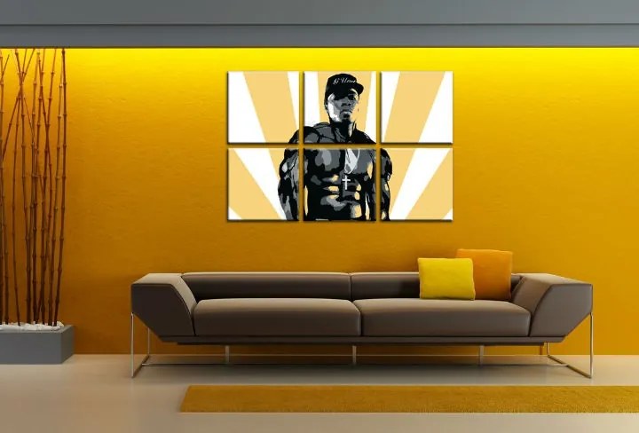 Ručne maľovaný POP Art obraz 50 cent 6 dielny  50cent