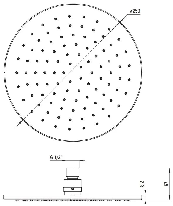 Deante Cascada, okrúhla nerezová dažďová sprchová hlavica 250 mm, zlatá matná, DEA-NAC_R00K