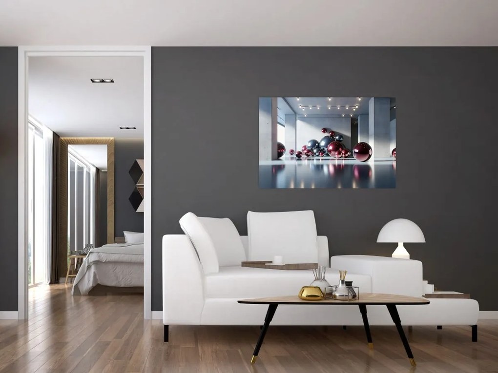 Obraz - 3D priestor s guľami II. (90x60 cm)