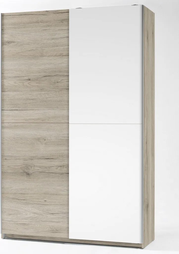 Šatníková skriňa Heimo, 125 cm, dub san remo/biela