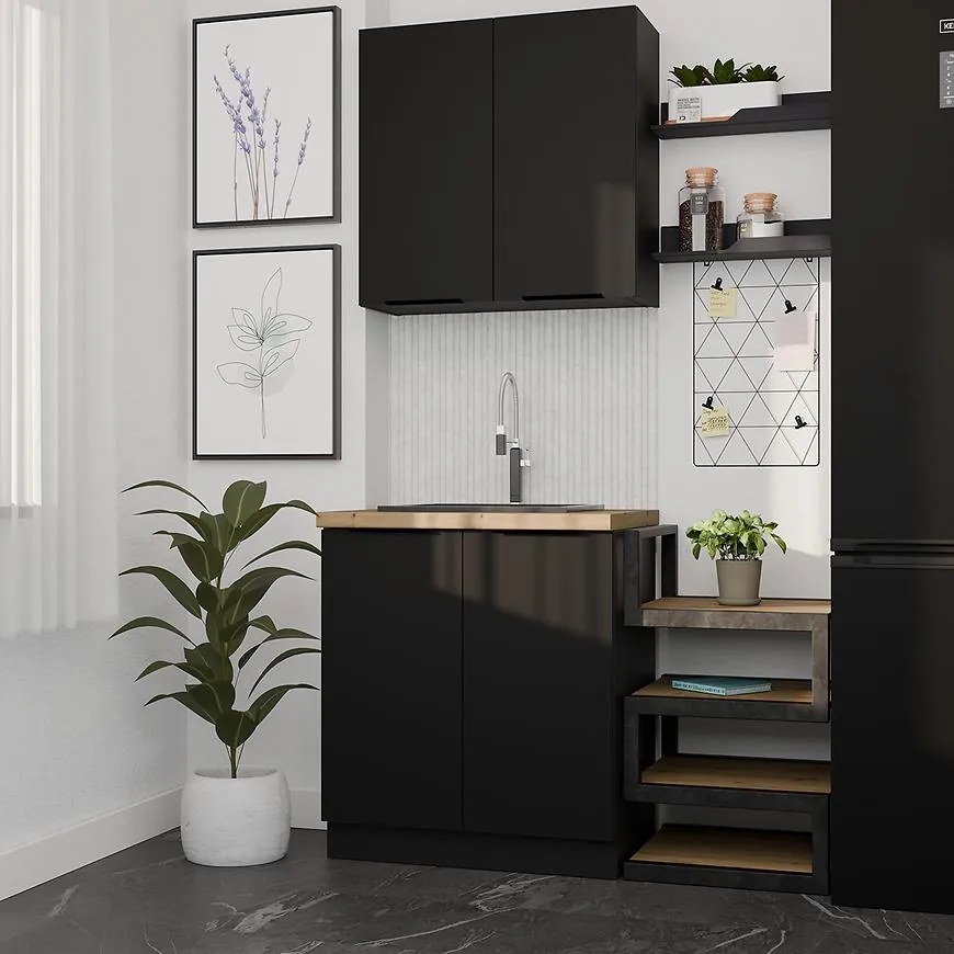 Kuchynská Linka Siena čierna matná 80 cm bez pracovnej dosky