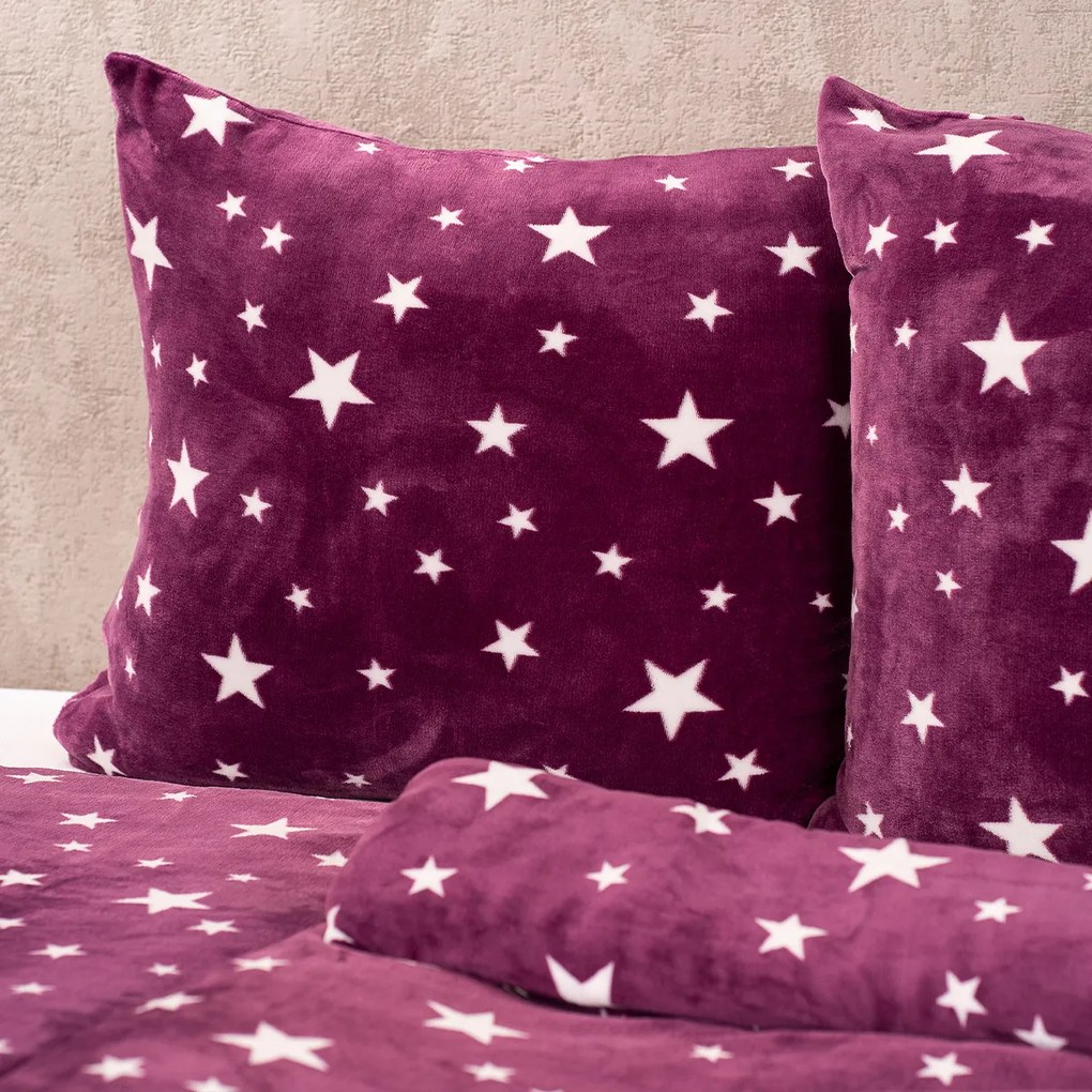 4Home Obliečky mikroflanel Stars violet, 140 x 200 cm, 70 x 90 cm