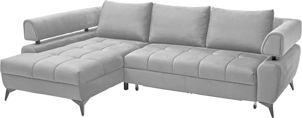 Rohová sedacia súprava Paris, svetlo šedá látka, ľavý roh