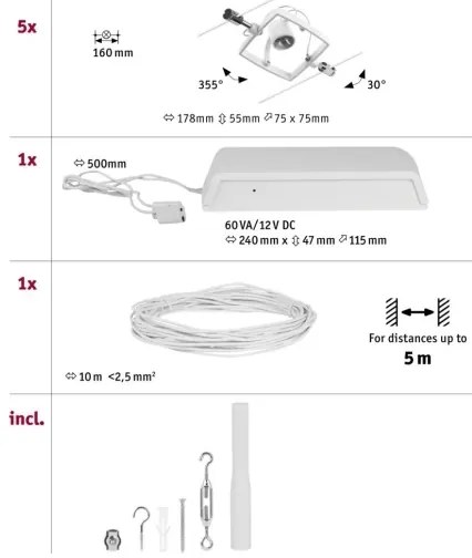 Paulmann 94432 - SADA 5xGU5,3/10W Bodové svietidlo MAC 230V biela