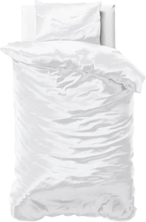 Biele obliečky zo saténového mikroperkálu na jednolôžko Sleeptime, 140 × 220 cm
