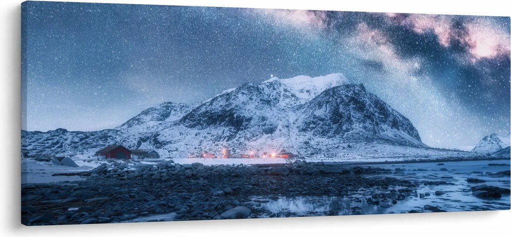 Obraz hôr s hviezdnou oblohou (120x50 cm)