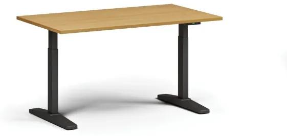 Výškovo nastaviteľný stôl, elektrický, 675-1325 mm, doska 1400x800 mm, čierna podnož, buk