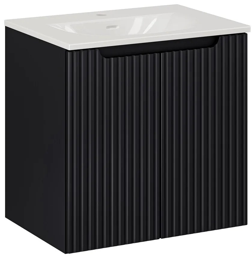 Koupelnová skříňka Nova Black I Sky se zápustným umyvadlem 60 cm černá/bílá