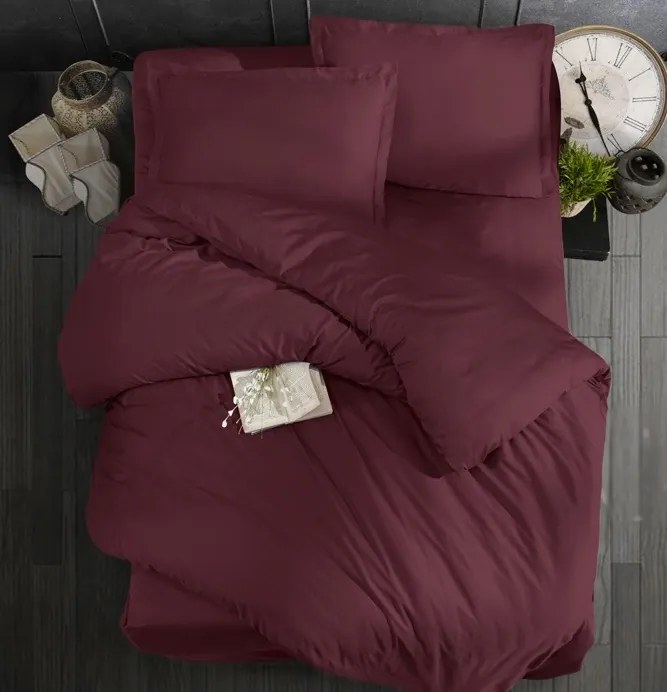 Povlečení bavlněný satén exclusive Modern bordó 200x140cm+90x70cm TiaHome - 1x Vankúš 90x70cm, 1x Paplón 140x200cm