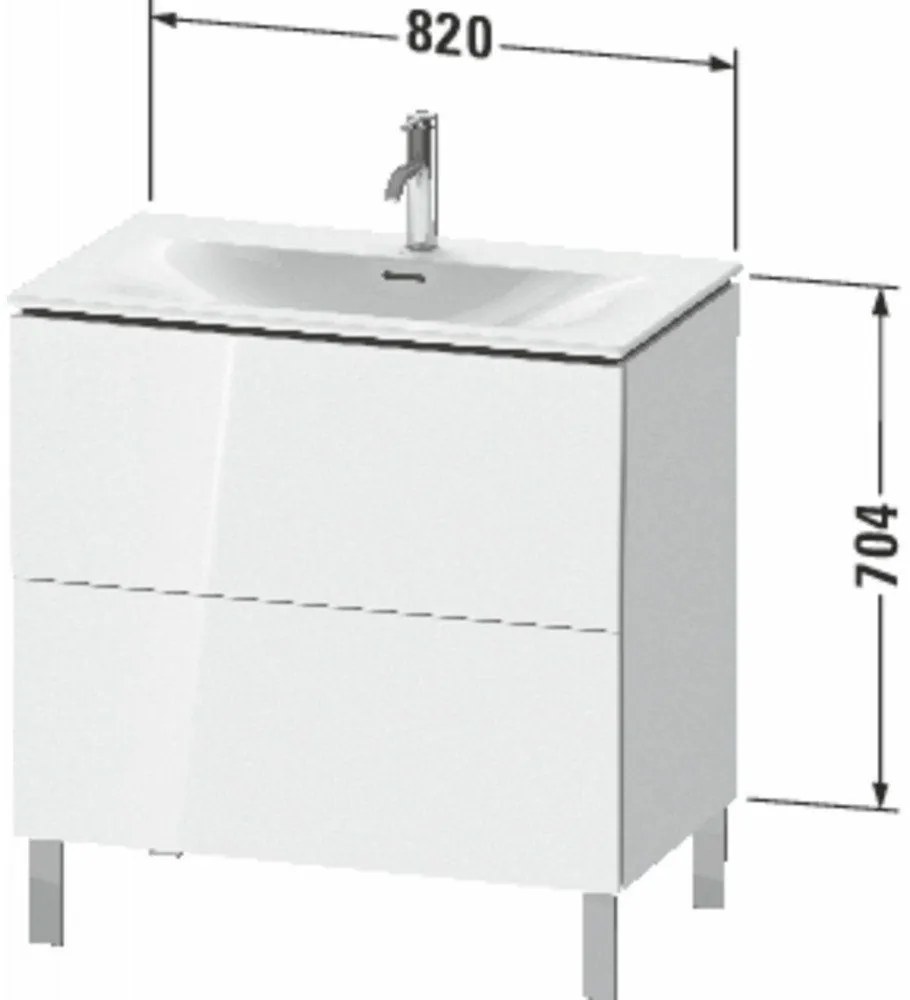 DURAVIT L-Cube stojaca skrinka pod umývadlo na nožičkách, 2 zásuvky, 820 x 481 x 856 mm, biela vysoký lesk, LC659702222