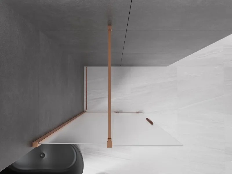 Mexen Velar, sprchová zástena s posuvnými dverami Walk-in 100 x 200 cm, 8mm sklo námraza, medená matná, 871-100-000-33-65