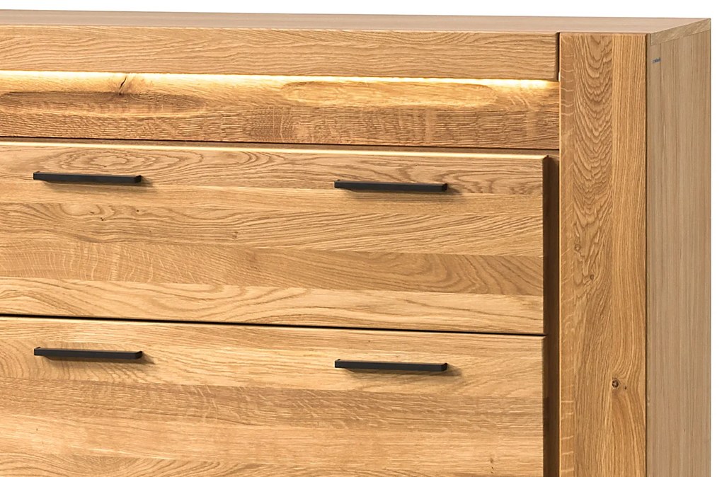 Komoda Velvet II 75 105 cm z masivu s LED osvětlením dub přírodní