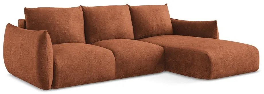 Terakotová ženilková rozkladacia rohová pohovka (pravý roh/s leňoškou) Leila – Makamii