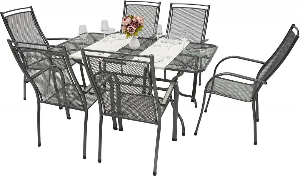 Záhradná kovová zostava ELTON I. 1+6 Stôl obdĺžník 160x95 cm (CT0311)
