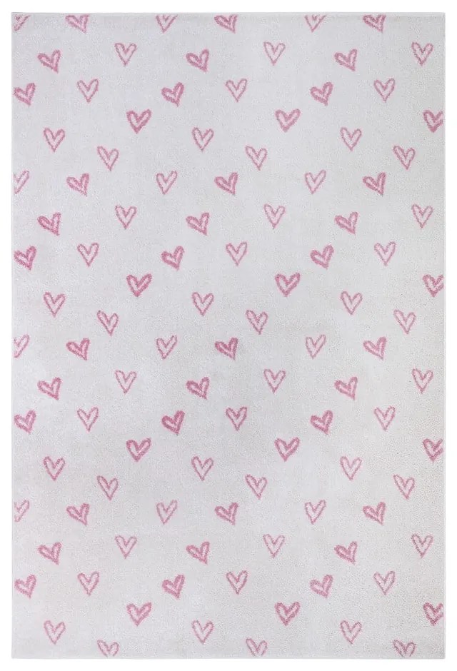 Ružovo-biely detský koberec 160x235 cm Hearts – Hanse Home