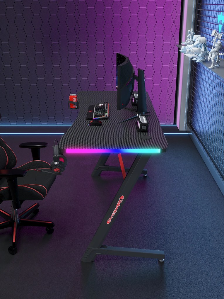 Herný stôl s podsvietením BG01 čierny 140 cm