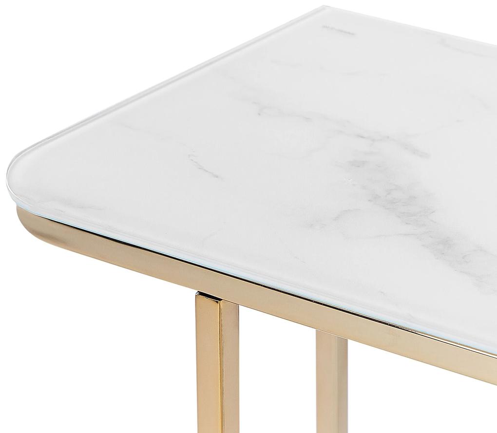 Konzolový stolík s mramorovým vzhľadom biela/zlatá CALVERT Beliani