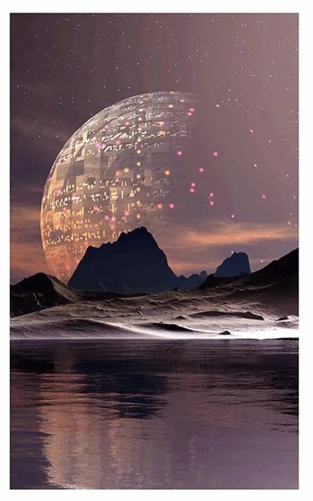 Plagát s paspartou futuristická krajina - 30x45 silver