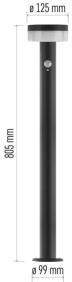 LED solárna lampa so senzorom LED/2W/3,7V 1200 mAh IP44 80 cm