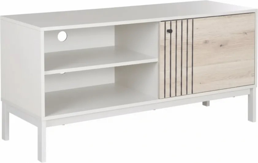 TV stolík FROST 120x40 cm biely, dekor dub alpský