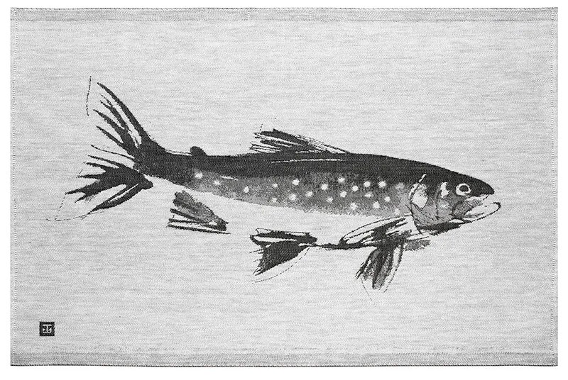 Ľanová utierka Rautu 46x70, sivo-čierna