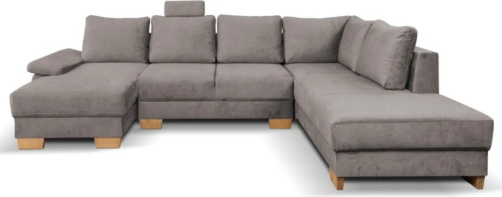 Sedacia súprava Chivas, tvar pravej U, kamenná hnedo-šedá látka