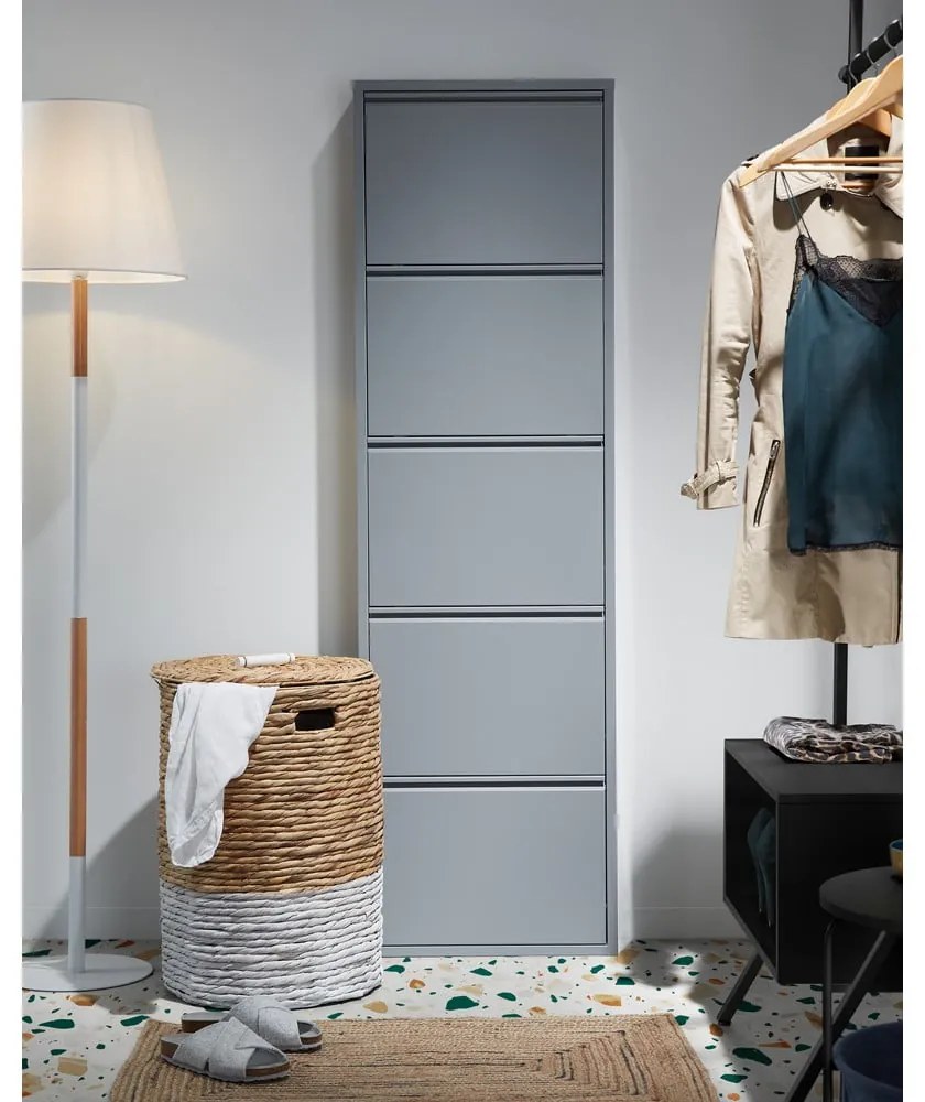 Sivá kovová výklopná skrinka na topánky 50x169x15 cm Ode – Kave Home