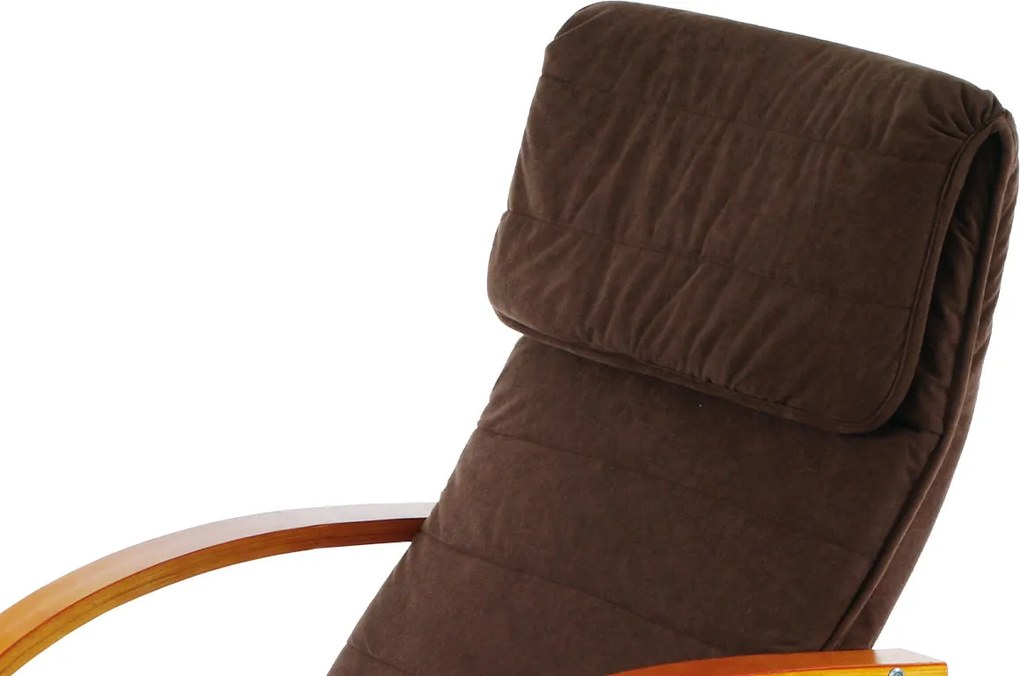 relax kreslo s výklopnou podnožou, čerešňa drevo, látka hnedá