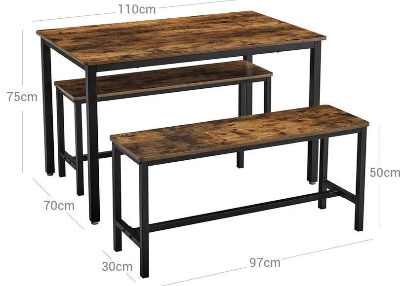 Súprava kuchynského stola VASAGLE KDT070B01