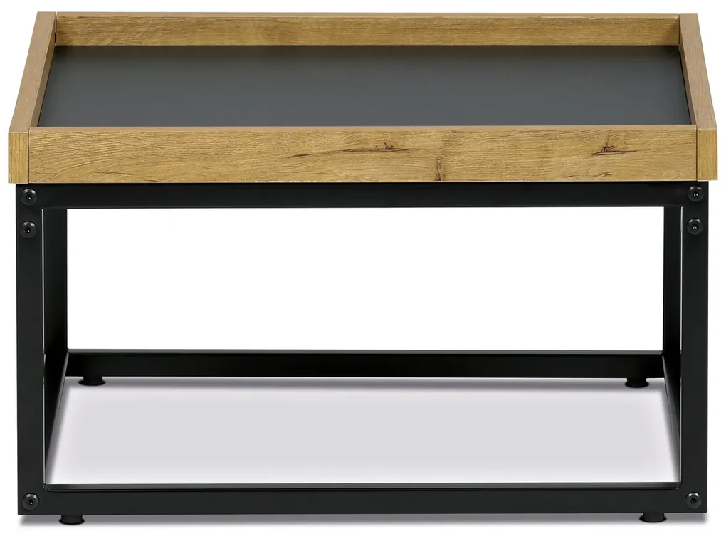 Autronic - Stůl konferenční, MDF deska šedá s dekorativní hranou divoký dub, černý kov. - CT-614 OAK VÝPRODEJ