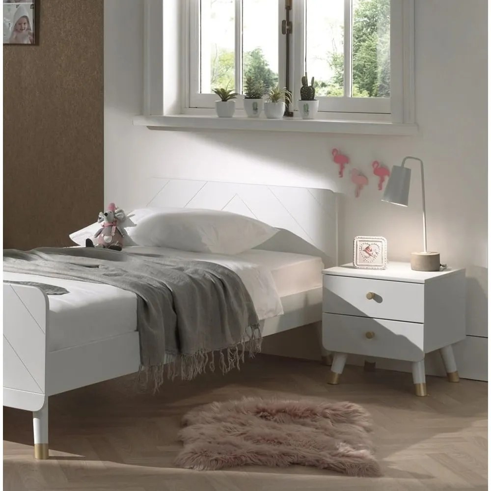 Biely detský nočný stolík z borovicového dreva Vipack Billy