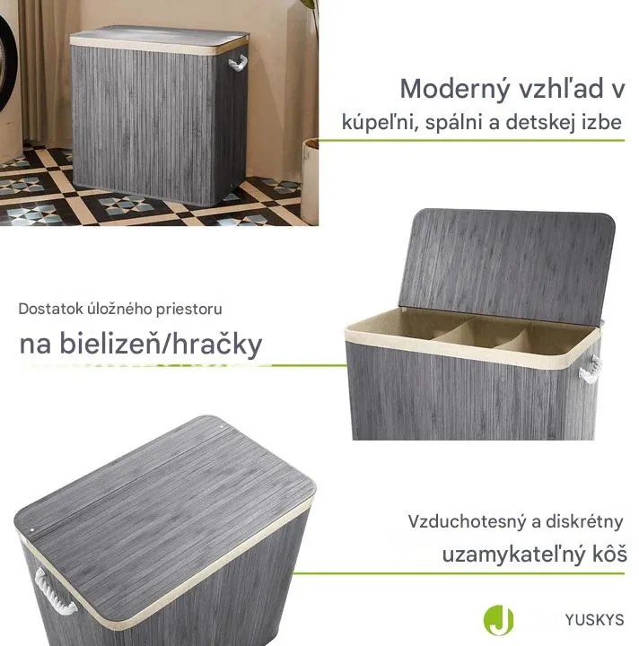 InternetovaZahrada Bambusový kôš Curly 150 L - sivý