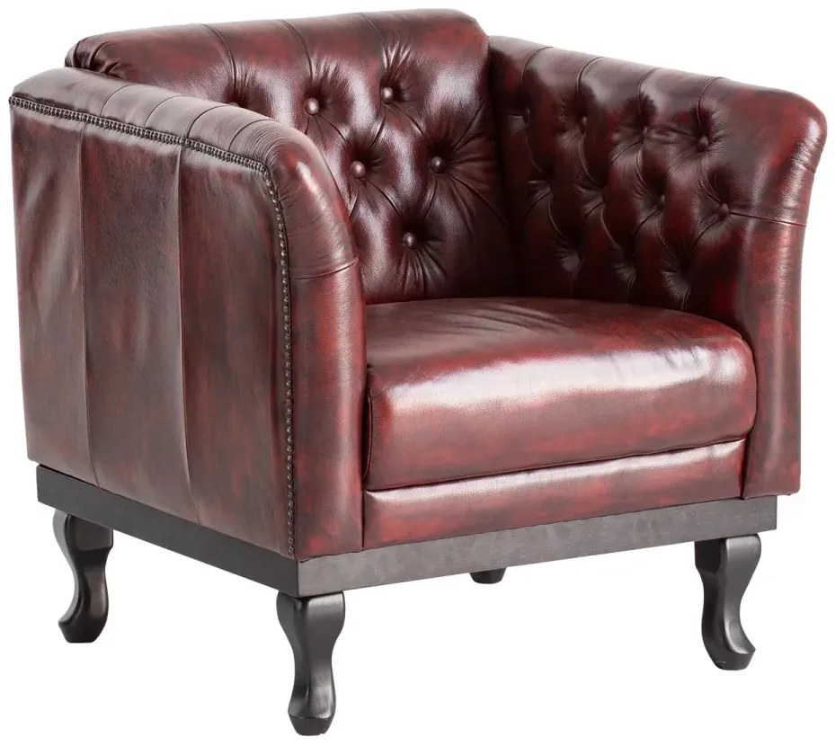 furniture-nabytek.cz - Masívne kreslo Chesterfield Dover z pravej kože, červené