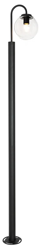 Moderná vonkajšia lampa čierna s priehľadným sklom 200 cm IP44 - Sfera