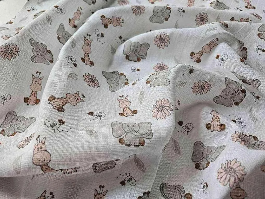 PREM -  PREM Látková plienka s potlačou ZOO ružová Bavlna, 70/70 cm