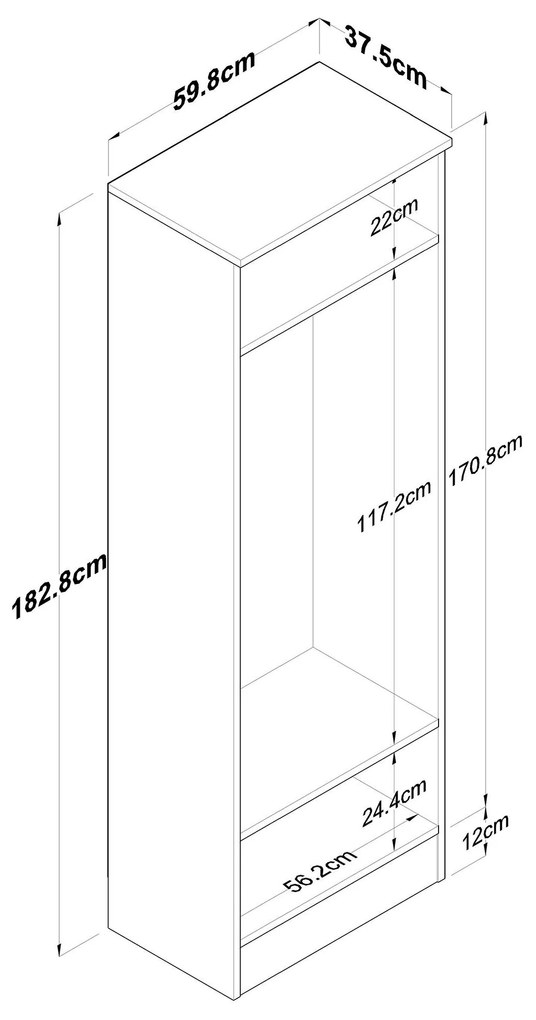 Šatníková skriňa Bivake 1 (biela + orech). Akcia -20%. Vlastná spoľahlivá doprava až k Vám domov. 1093926