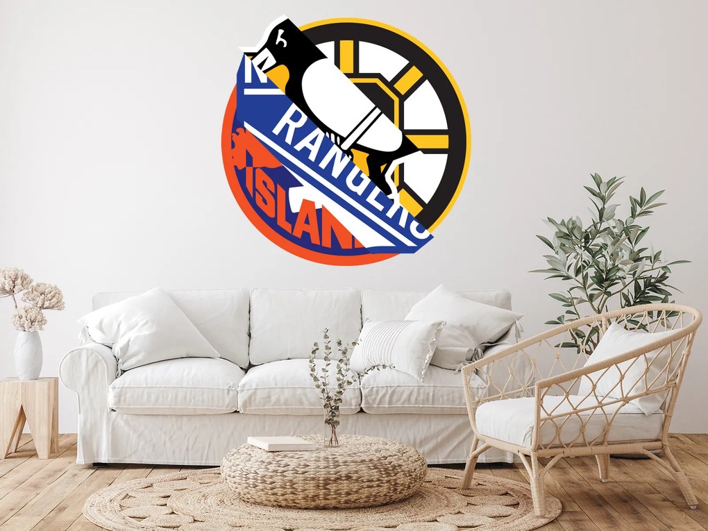 Logo hokejového klubu textilní prelepiteľná nálepka na stenu 45 x 45 cm