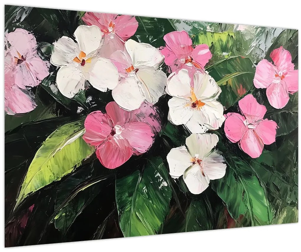 Obraz - Ružové a biele kvety (90x60 cm)