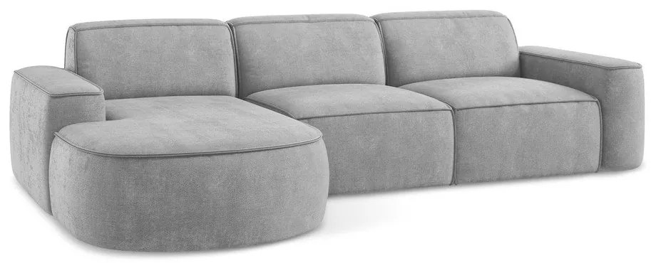 Svetlosivá ženilková rohová pohovka (ľavý roh/s leňoškou) Omao – Makamii