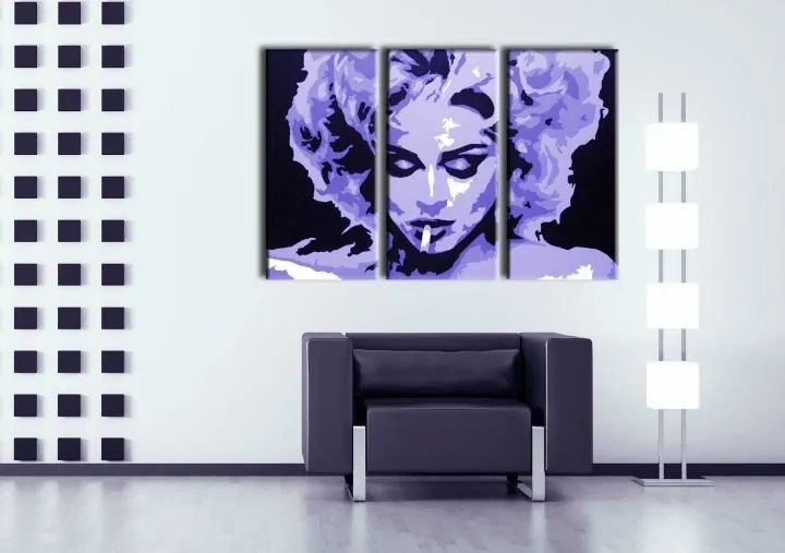 Ručne maľovaný POP Art obraz MADONNA 3 dielny 0002 ma
