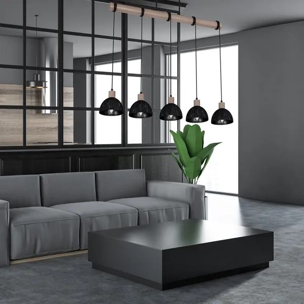 Luster na lanku ERIK 5xE27/60W/230V hnedá/čierna