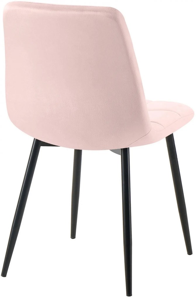 Jedálenská stolička Tilde - zamat, kovové nohy čierne - Ružová