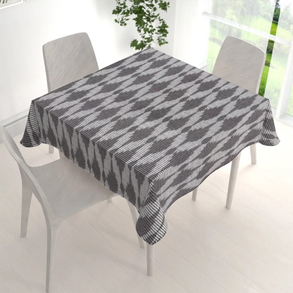Biante Dekoračný štvorcový obrus Leona LN-047 Svetlo sivé obrazce a pásiky 100x100 cm