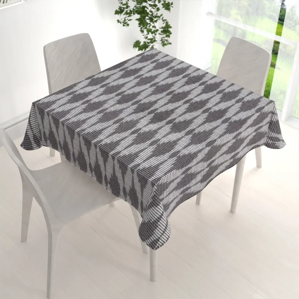 Biante Dekoračný štvorcový obrus Leona LN-047 Svetlo sivé obrazce a pásiky 130x130 cm