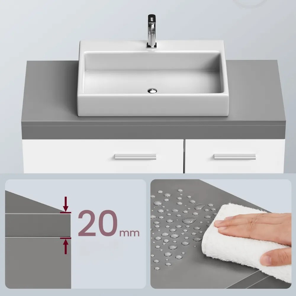 Skrinka pod umývadlo IVY, 30x70x64cm, biela/šedá Vasagle