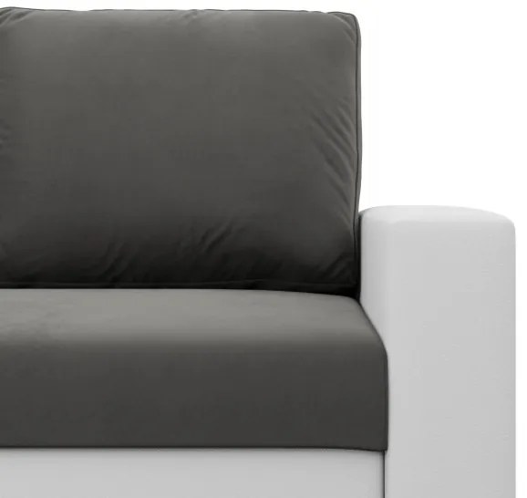 Rohová rozkladacia sedačka LUNA popolová / biela