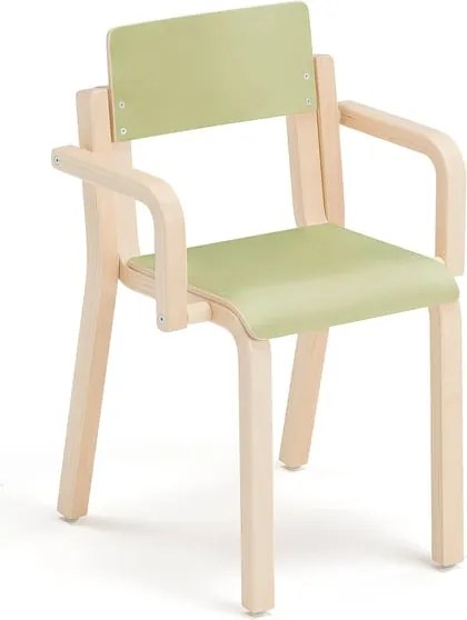 Detská stolička DANTE, s podrúčkami, výška 380 mm, breza/zelená