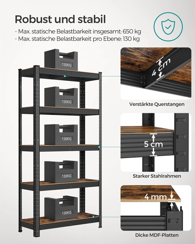 Policový regál SONGMICS 150 x 75 x 30 cm - GLR030B11