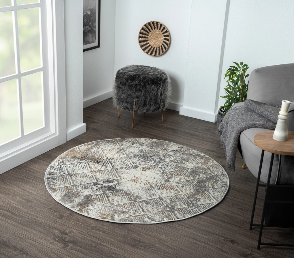Kusový koberec My Heart CA60070 creme kruh, 120x120 (priemer) kruh, šedá, chodba / predsieň, My Flair