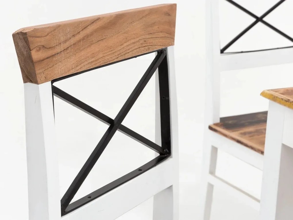 furniture-nabytek.cz - Masívna stolička Perth z recyklovaného dreva, lakovaná, biela / farebná – sada 2 ks